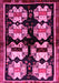 Machine Washable Abstract Pink Contemporary Rug, wshcon1207pnk