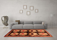 Machine Washable Abstract Orange Contemporary Rug, wshcon1207org