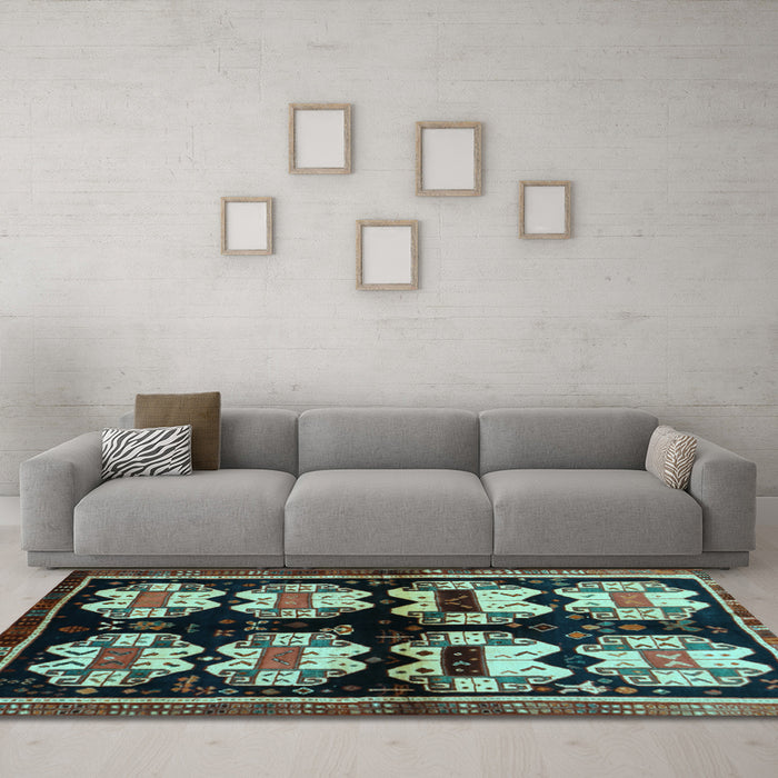 Machine Washable Abstract Light Blue Contemporary Rug in a Living Room, wshcon1207lblu