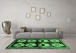 Machine Washable Abstract Emerald Green Contemporary Area Rugs in a Living Room,, wshcon1207emgrn