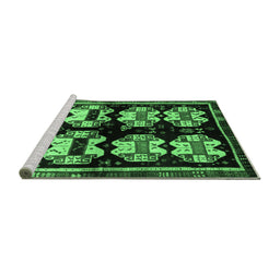 Sideview of Machine Washable Abstract Emerald Green Contemporary Area Rugs, wshcon1207emgrn