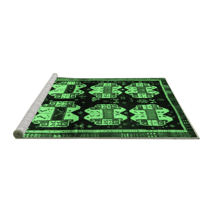 Sideview of Machine Washable Abstract Emerald Green Contemporary Area Rugs, wshcon1207emgrn