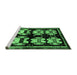 Sideview of Machine Washable Abstract Emerald Green Contemporary Area Rugs, wshcon1207emgrn