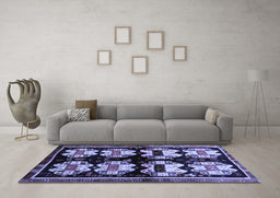 Machine Washable Abstract Blue Contemporary Rug in a Living Room, wshcon1207blu