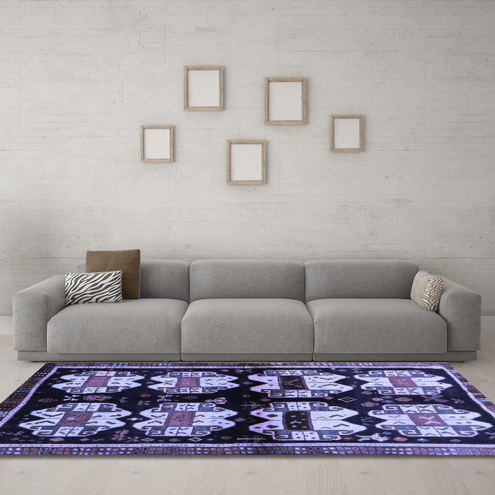 Machine Washable Abstract Blue Contemporary Rug in a Living Room, wshcon1207blu