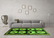 Machine Washable Abstract Green Contemporary Area Rugs in a Living Room,, wshcon1207grn