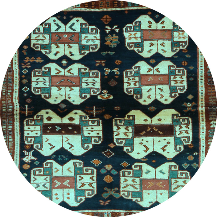Round Machine Washable Abstract Light Blue Contemporary Rug, wshcon1207lblu