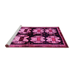 Sideview of Machine Washable Abstract Pink Contemporary Rug, wshcon1207pnk