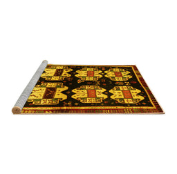 Sideview of Machine Washable Abstract Yellow Contemporary Rug, wshcon1207yw
