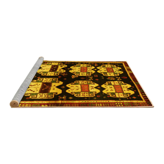 Sideview of Machine Washable Abstract Yellow Contemporary Rug, wshcon1207yw