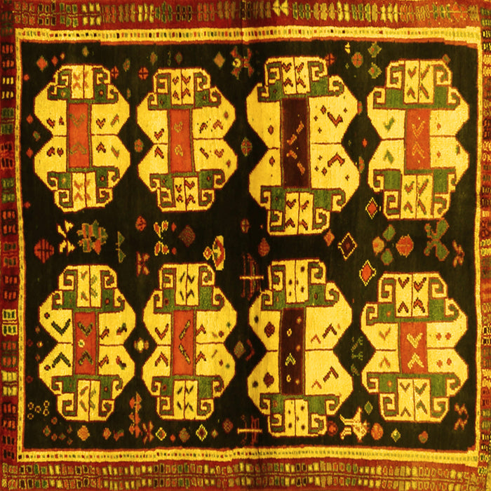 Square Machine Washable Abstract Yellow Contemporary Rug, wshcon1207yw