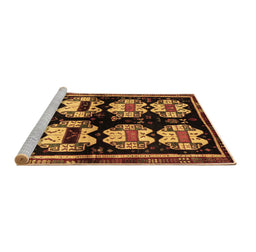 Sideview of Machine Washable Abstract Brown Contemporary Rug, wshcon1207brn