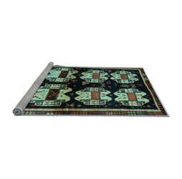 Sideview of Machine Washable Abstract Light Blue Contemporary Rug, wshcon1207lblu