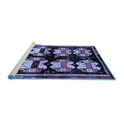 Sideview of Machine Washable Abstract Blue Contemporary Rug, wshcon1207blu