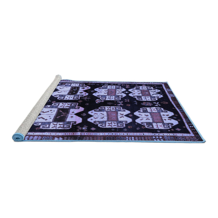 Sideview of Machine Washable Abstract Blue Contemporary Rug, wshcon1207blu
