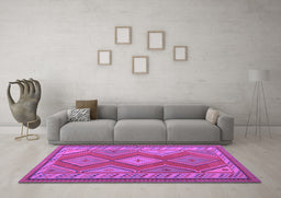Machine Washable Oriental Purple Traditional Area Rugs in a Living Room, wshcon1208pur