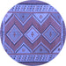 Round Oriental Blue Traditional Rug, con1208blu