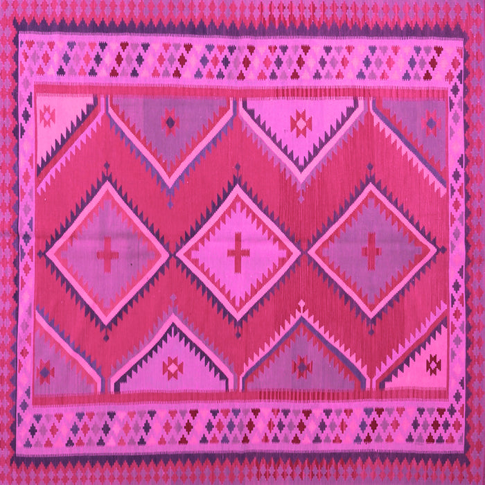 Square Machine Washable Oriental Pink Traditional Rug, wshcon1208pnk