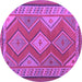 Round Oriental Purple Traditional Rug, con1208pur