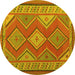 Round Oriental Yellow Traditional Rug, con1208yw