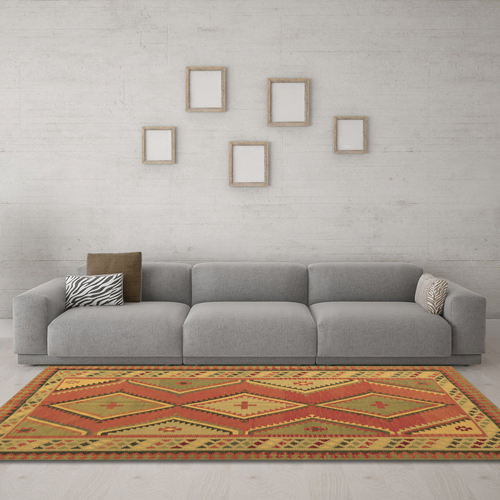 Machine Washable Oriental Brown Traditional Rug in a Living Room,, wshcon1208brn