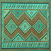 Square Oriental Turquoise Traditional Rug, con1208turq