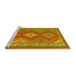 Sideview of Machine Washable Oriental Yellow Traditional Rug, wshcon1208yw