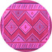 Round Oriental Pink Traditional Rug, con1208pnk