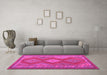 Machine Washable Oriental Pink Traditional Rug in a Living Room, wshcon1208pnk