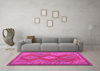 Machine Washable Oriental Pink Traditional Rug, wshcon1208pnk