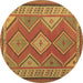 Round Oriental Brown Traditional Rug, con1208brn