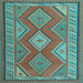 Square Machine Washable Oriental Light Blue Traditional Rug, wshcon1208lblu