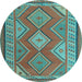 Round Oriental Light Blue Traditional Rug, con1208lblu