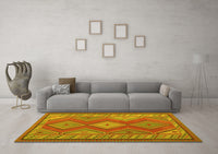 Machine Washable Oriental Yellow Traditional Rug, wshcon1208yw