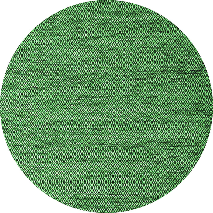 Round Machine Washable Abstract Emerald Green Contemporary Area Rugs, wshcon1209emgrn
