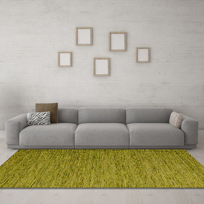 Machine Washable Abstract Yellow Contemporary Rug in a Living Room, wshcon1209yw