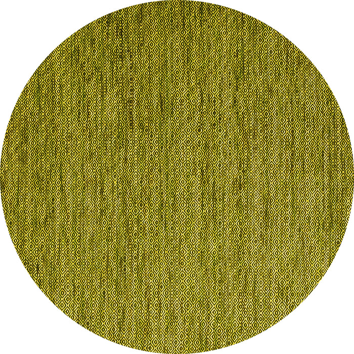 Round Abstract Yellow Contemporary Rug, con1209yw