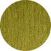 Round Machine Washable Abstract Yellow Contemporary Rug, wshcon1209yw