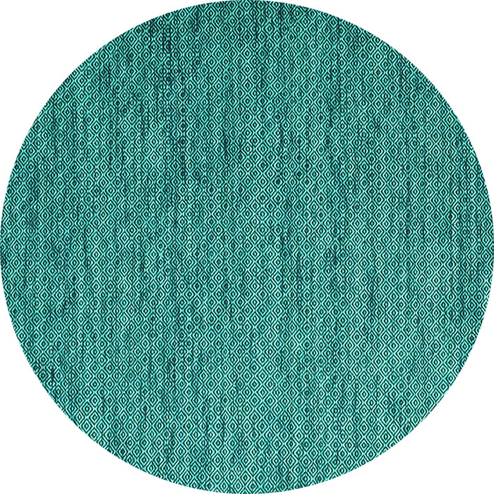 Round Abstract Turquoise Contemporary Rug, con1209turq