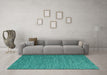 Machine Washable Abstract Turquoise Contemporary Area Rugs in a Living Room,, wshcon1209turq