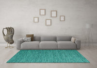 Machine Washable Abstract Turquoise Contemporary Rug, wshcon1209turq