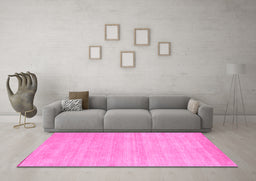 Machine Washable Solid Pink Modern Rug in a Living Room, wshcon120pnk