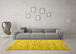 Machine Washable Abstract Yellow Contemporary Rug in a Living Room, wshcon1210yw