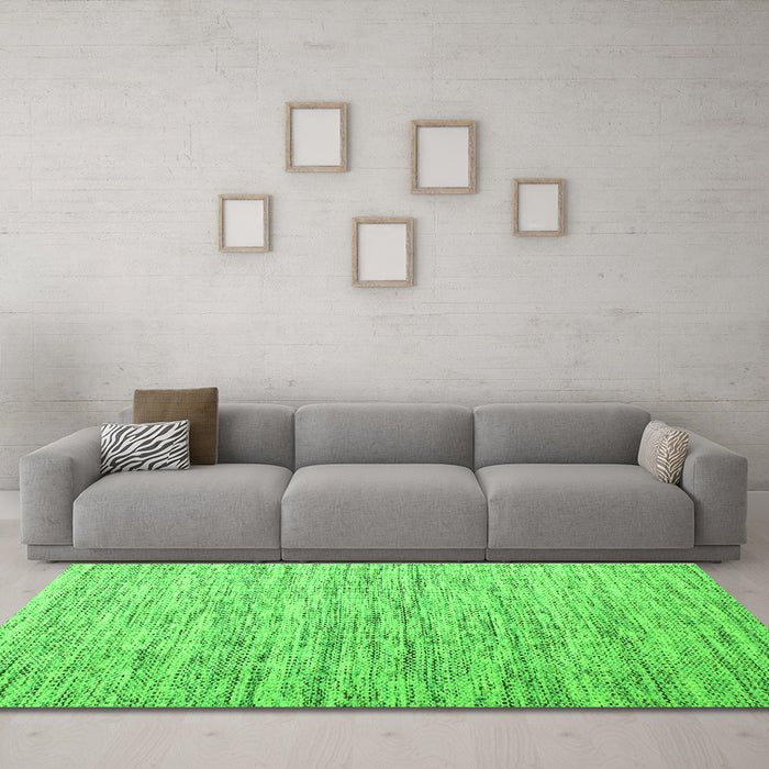 Machine Washable Abstract Green Contemporary Area Rugs in a Living Room,, wshcon1210grn