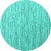 Round Abstract Turquoise Contemporary Rug, con1210turq