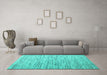 Machine Washable Abstract Turquoise Contemporary Area Rugs in a Living Room,, wshcon1210turq