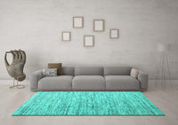 Machine Washable Abstract Turquoise Contemporary Rug, wshcon1210turq