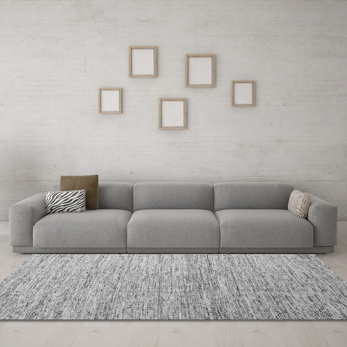 Machine Washable Abstract Gray Contemporary Rug in a Living Room,, wshcon1211gry