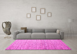 Machine Washable Abstract Pink Contemporary Rug in a Living Room, wshcon1211pnk