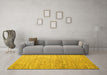 Machine Washable Abstract Yellow Contemporary Rug in a Living Room, wshcon1211yw